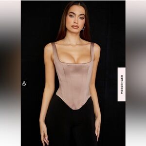 House of CB RAFA STONE SATIN LONGLINE CORSET